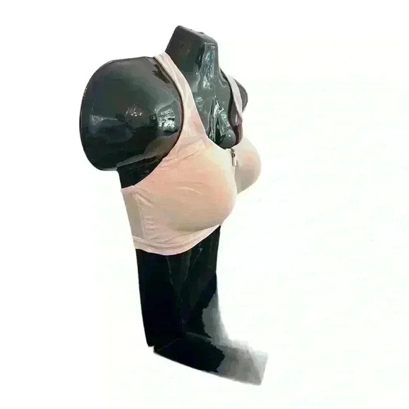 Womens Sports Bra by Half Moon Size XL Blush Pink Front Closure Zipper Racerback - Picture 2 of 8